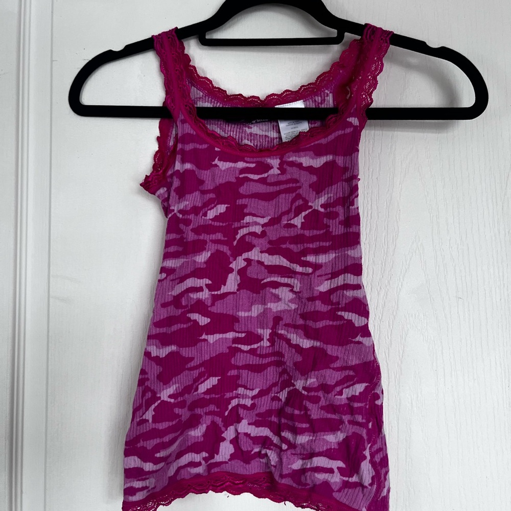 Pink Lace Trim Camisole Top